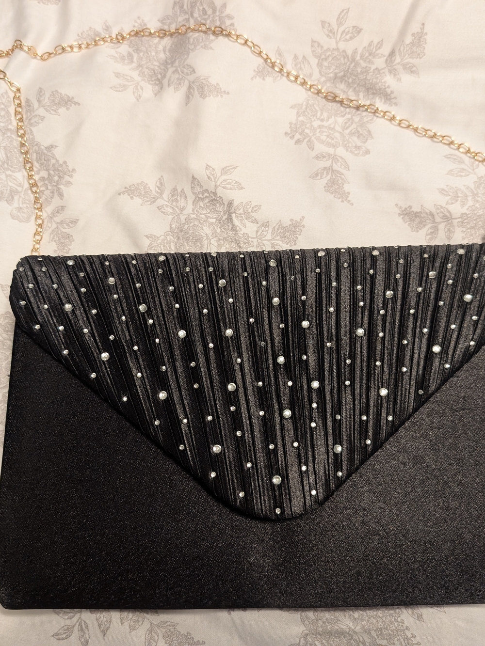 Ladies Beaded Black Clutch, NEW